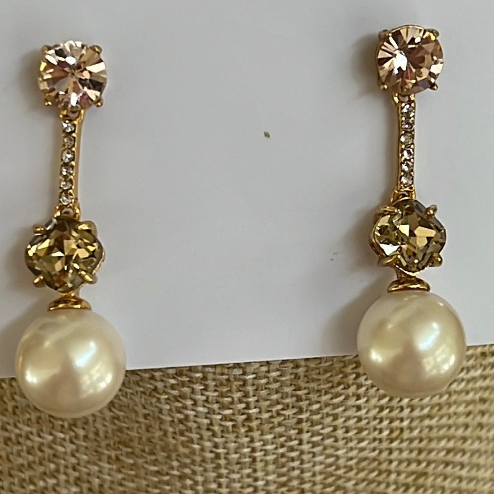 Kate Spade Linear Drop Earrings in Cream faux pearl and glass beads - NWT